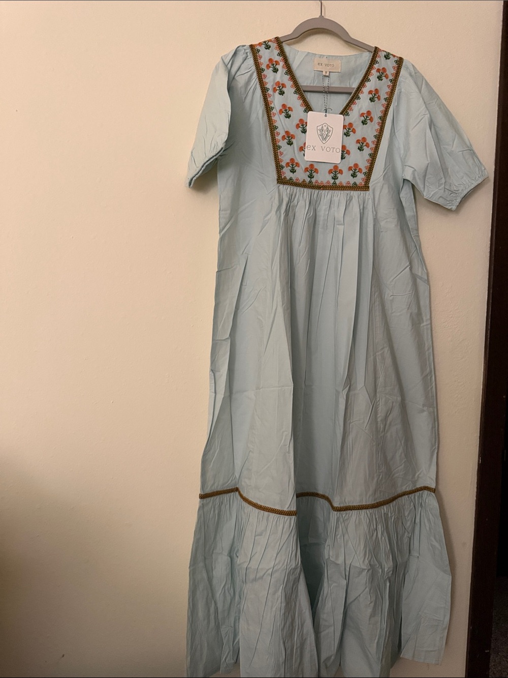 Sky Blue Embroidered Maxi Dress